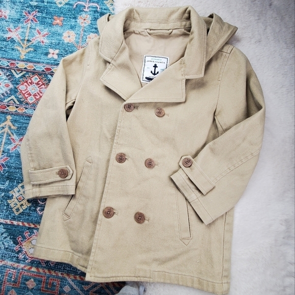Janie & Jack Anchor Away Hooded Pea Coat Jacket 4-5